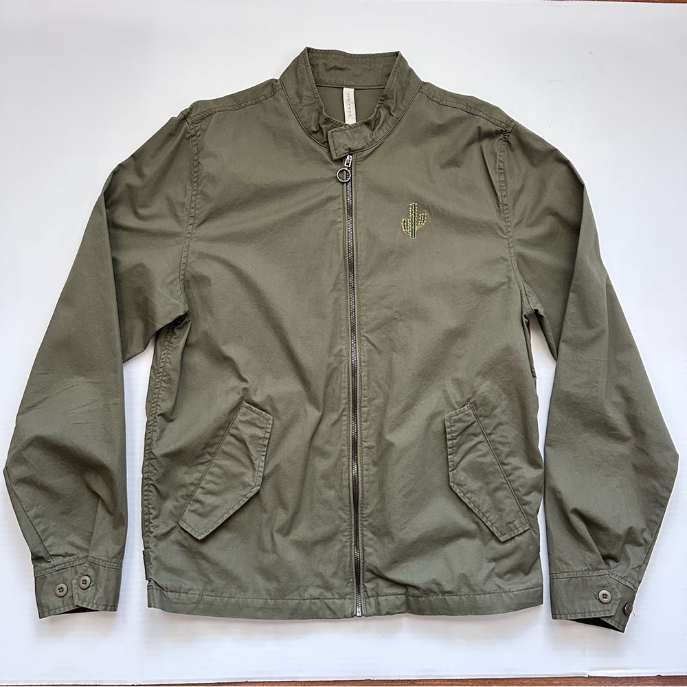 Zara Embroidered Cranes Lightweight Olive Green Jacket Men’s Large - Picture 2 of 12